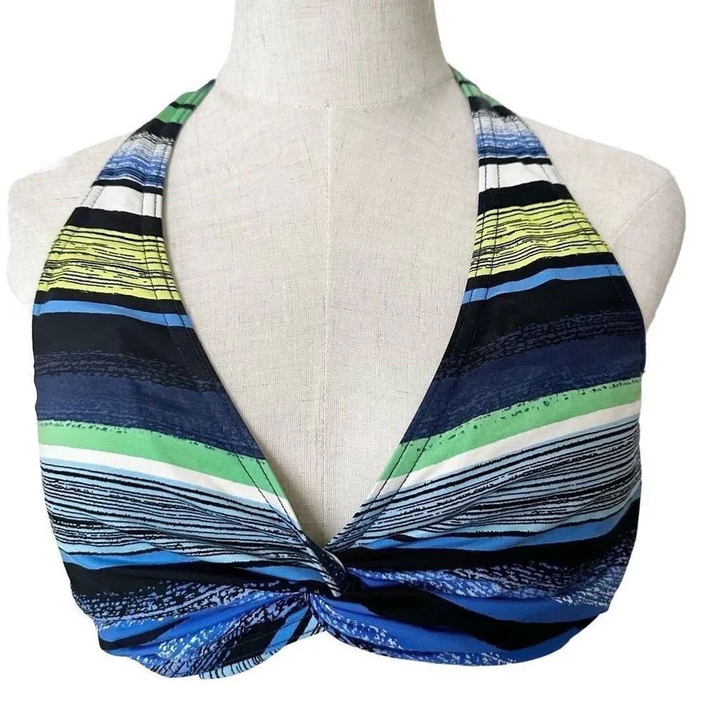 Jag blue and green stripe bikini bathing suit top
